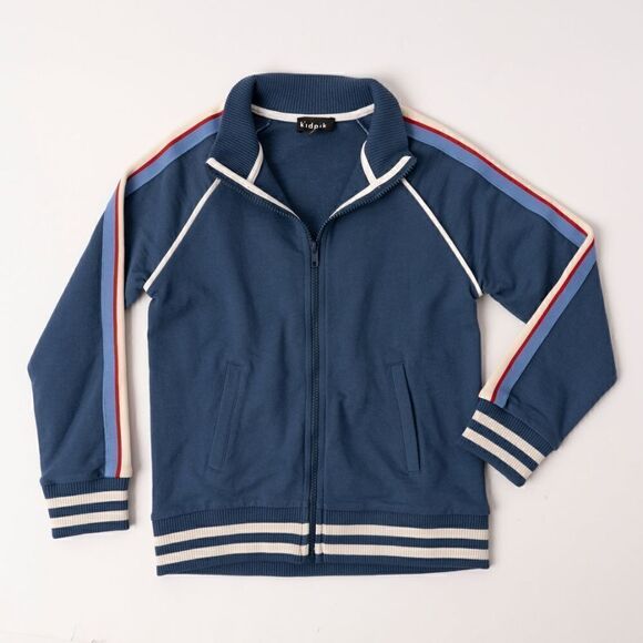 Kidpik JOGGER JACKET LONG SLEEVE RAGLAN ACTIVE TRACK Blue Medium Zip - Picture 1 of 7